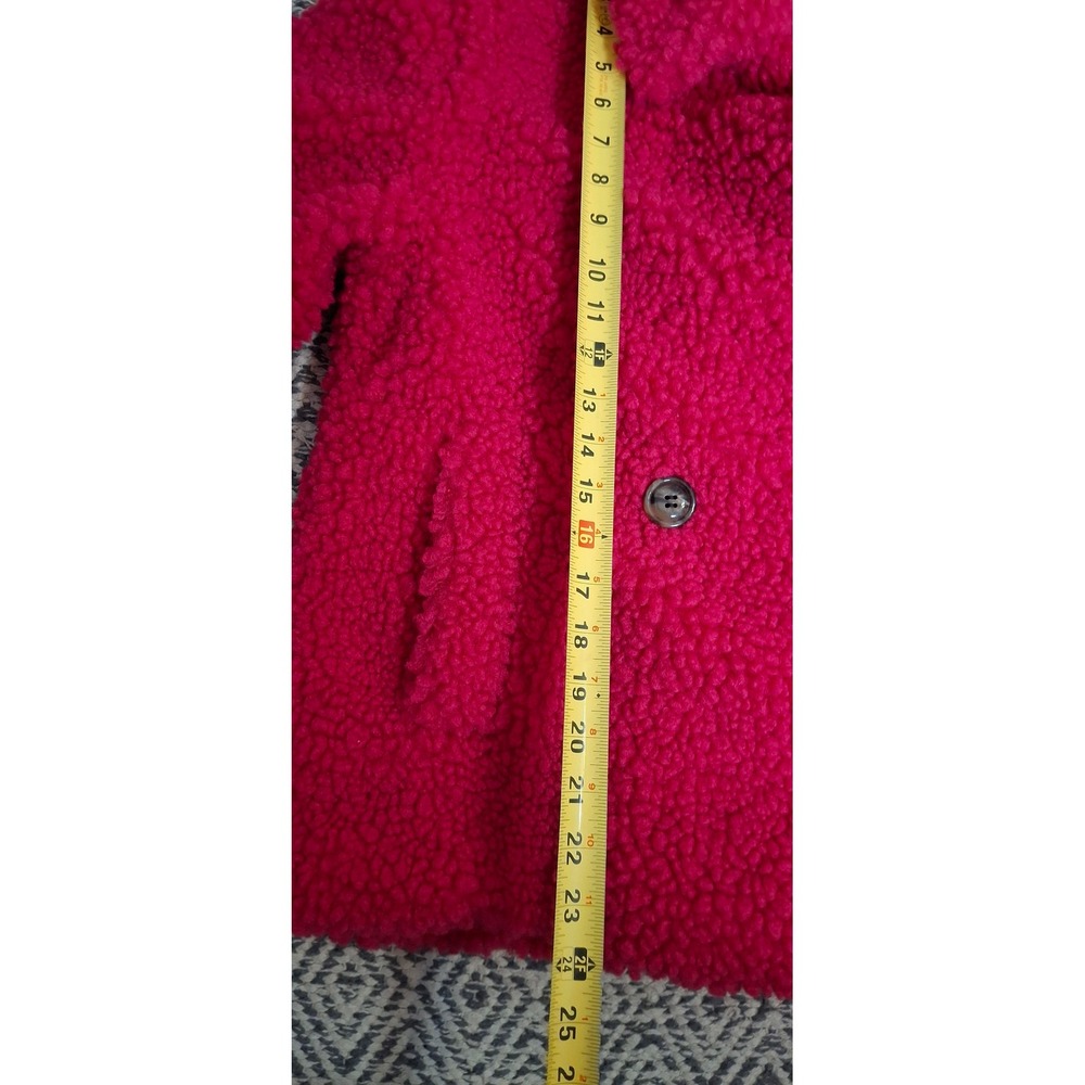 UGG Gertrude Short Teddy Faux Shearling Coat Jacket PINK Cerise Size XS - Picture 10 of 13